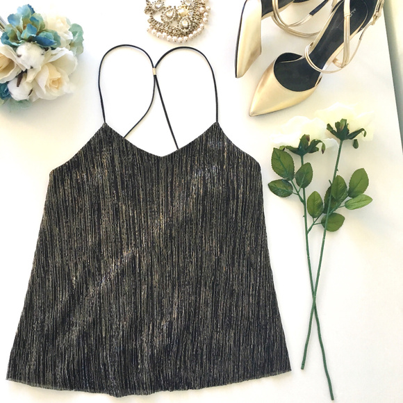 Express Tops - Express Black and Gold Dressy Swing Tank